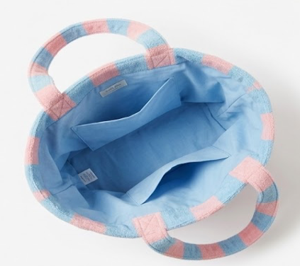 Everyday Terry Towel Tote – Pink & Blue Stripe