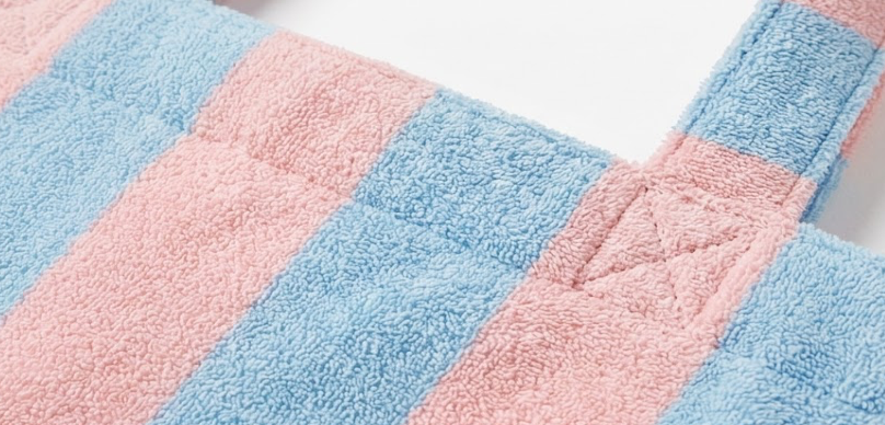 Everyday Terry Towel Tote – Pink & Blue Stripe
